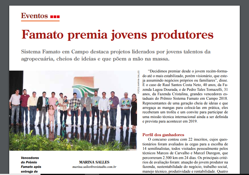 Reportagem da Revista DBO traz casos de sucesso de produtores de Campo Verde