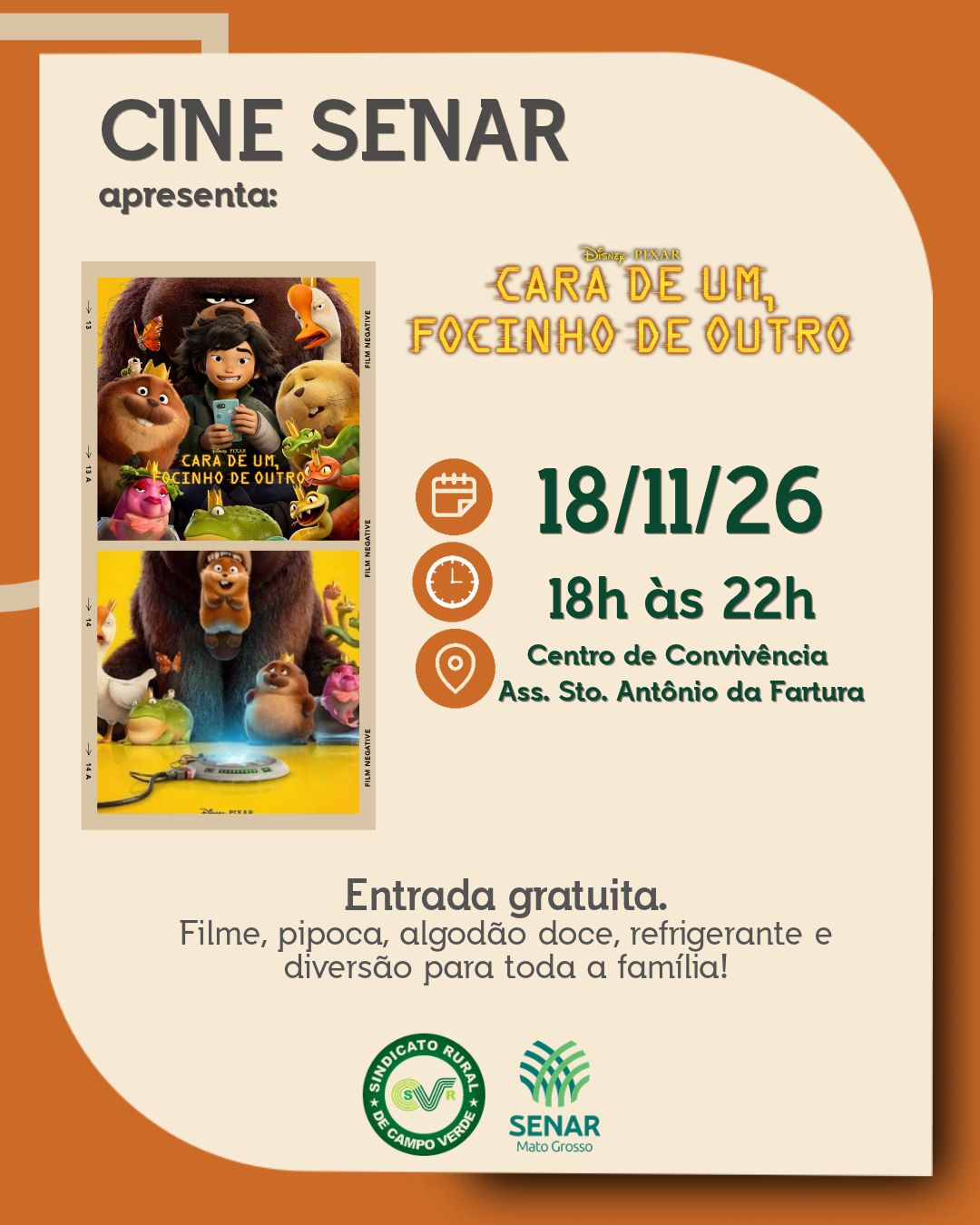 Sindicato Rural de Campo Verde promove sessão gratuita de cinema na comunidade Santo Antônio da Fartura